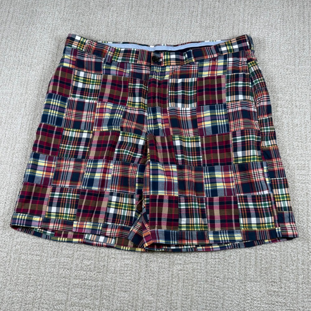 Brooks Brothers Mens 40 Patchwork Madras Plaid 9" Cotton Chino Shorts